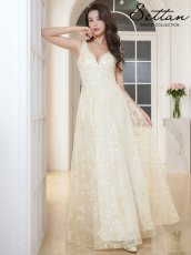 画像5: [ERUKEI/SETTAN]総レース・総スパンコール・刺繡・Vネック・ノースリーブ・フレア・Aライン・ロングドレス[送料無料] (5)