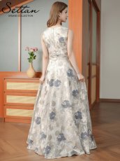 画像3: [ XS-Lサイズ / 2カラー][ERUKEI/SETTAN]ゴールド×グレー・ノースリーブ・ラウンドネック・花柄・フラワー・フレア・Aライン・ロングドレス[送料無料] (3)