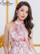 画像4: [ XS-Lサイズ / 2カラー][ERUKEI]アメリカンスリーブ・シフォン・花柄・プリント・スリット・セクシー・Aライン・ロングドレス[送料無料] (4)