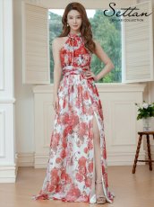 画像11: [ XS-Lサイズ / 2カラー][ERUKEI]アメリカンスリーブ・シフォン・花柄・プリント・スリット・セクシー・Aライン・ロングドレス[送料無料] (11)