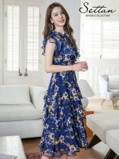 画像6: [ERUKEI/SETTAN]ブラックｘオレンジ・ブラック×レッド・ネイビー×イエロー・ティアード・フリル・プチハイネック・ミディアムドレス・ワンピース[送料無料] (6)