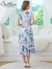 画像3: [ XS-Lサイズ / 2カラー][ERUKEI/SETTAN]花柄・シフォン・ティアードフリル・Aライン・レースポイント・ミディアムドレス・ワンピース[送料無料] (3)