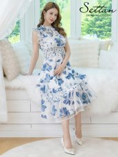 画像6: [ XS-Lサイズ / 2カラー][ERUKEI/SETTAN]花柄・シフォン・ティアードフリル・Aライン・レースポイント・ミディアムドレス・ワンピース[送料無料] (6)