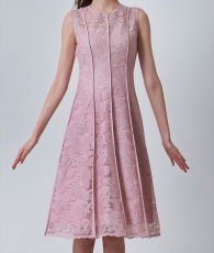 画像7: [ERUKEI GINZA COUTURE]総レース・パイピング・ラインデザイン・Aライン・ノースリーブ・ミディアムドレス・ワンピース[黒木麗奈着用][送料無料] (7)