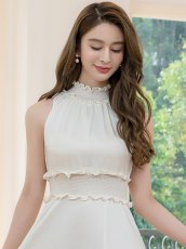画像12: [ERUKEI]首元フリル・シンプル・ウエストマーク・マキシ・ノースリーブ・ロングドレス・Aライン・ワンピース[山崎みどり着用]《送料＆代引き手数料無料》myrdlu (12)