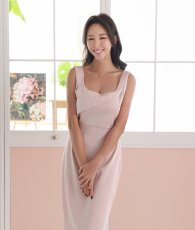 画像8: [ERUKEI]ノースリーブ・シンプル・サテン・胸元ポイント・膝丈・ミニドレス・ワンピース[山崎みどり着用][送料無料]mypkrd (8)