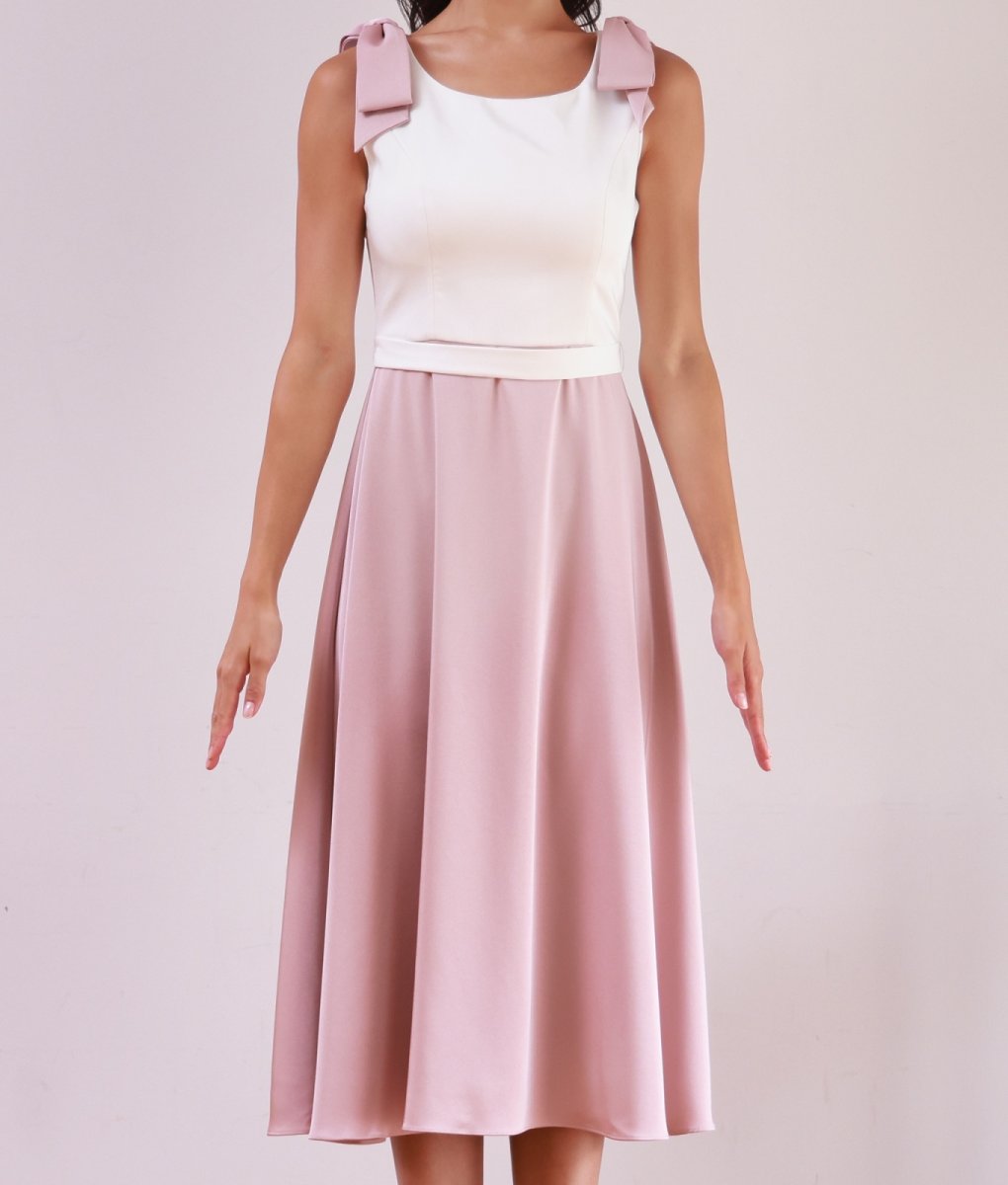 画像6: [ERUKEI]リボンポイント・ノースリーブ・Aライン・ハイウエスト・ミディアムドレス・ワンピース[MIRIN着用][送料無料] (6)