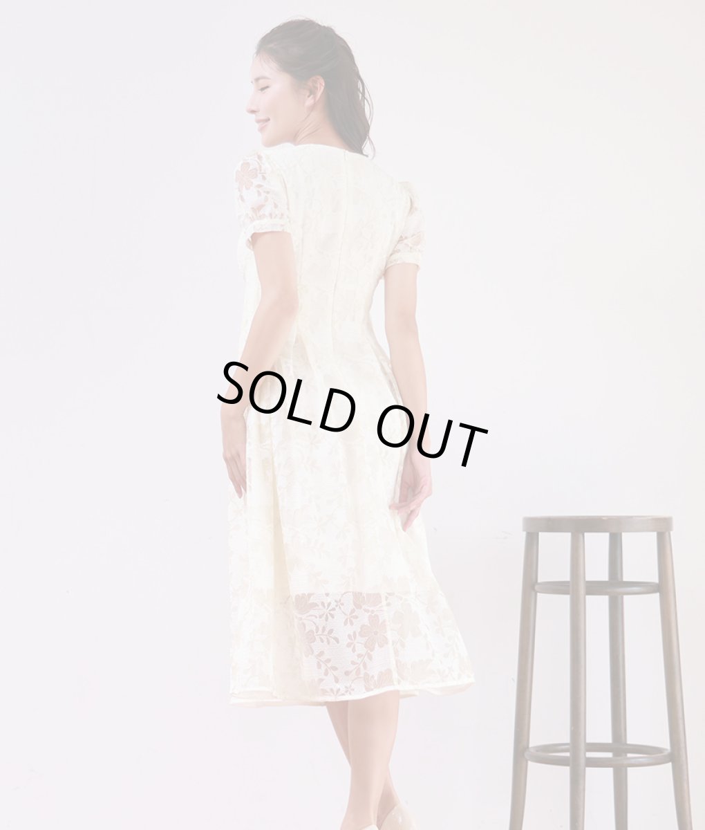 画像3: [ERUKEI]ホワイト・総レース・Aライン・上品・Vネック・半袖・ミディアムドレス・ワンピース[MIRIN着用][送料無料] (3)