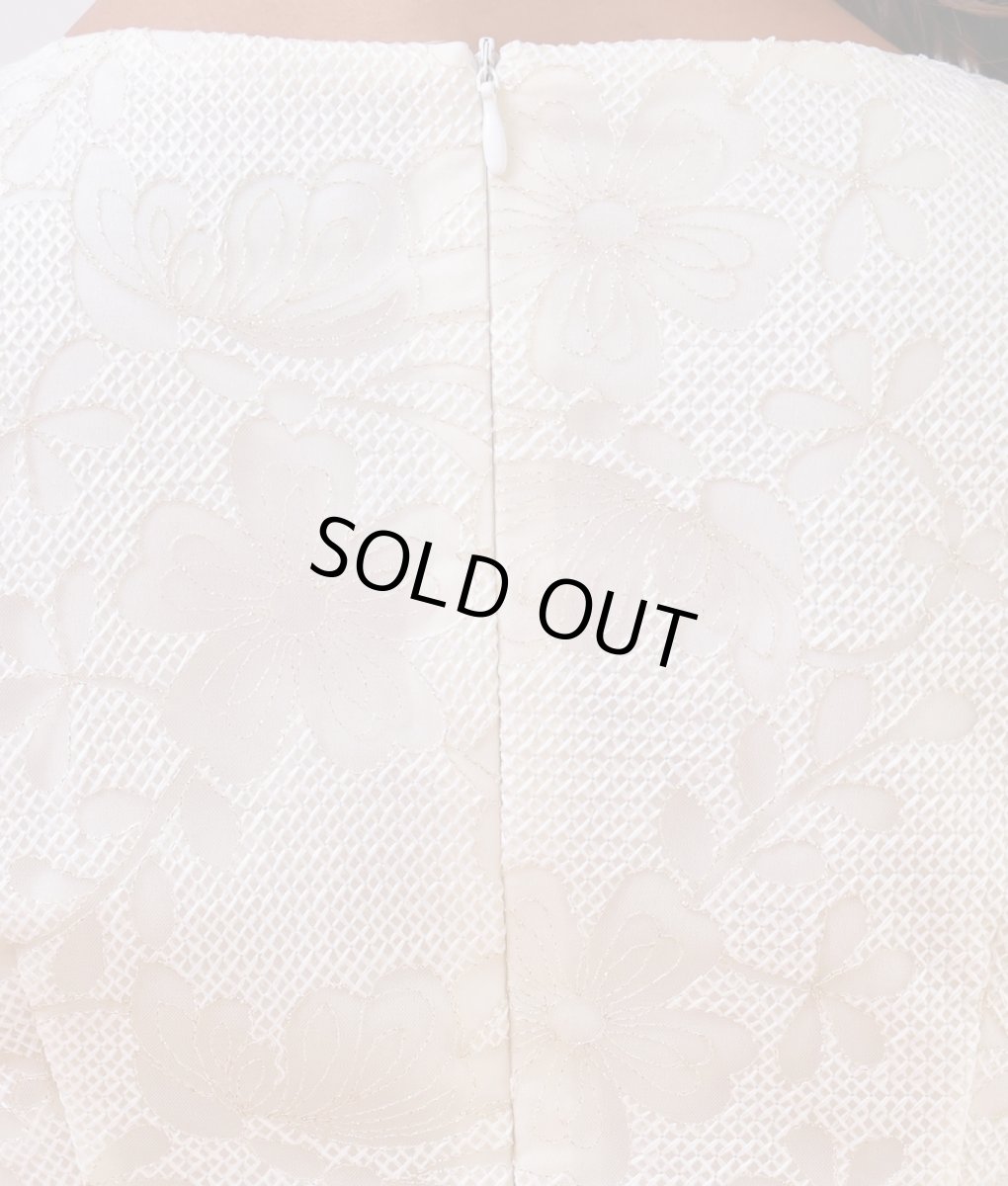 画像10: [ERUKEI]ホワイト・総レース・Aライン・上品・Vネック・半袖・ミディアムドレス・ワンピース[MIRIN着用][送料無料] (10)