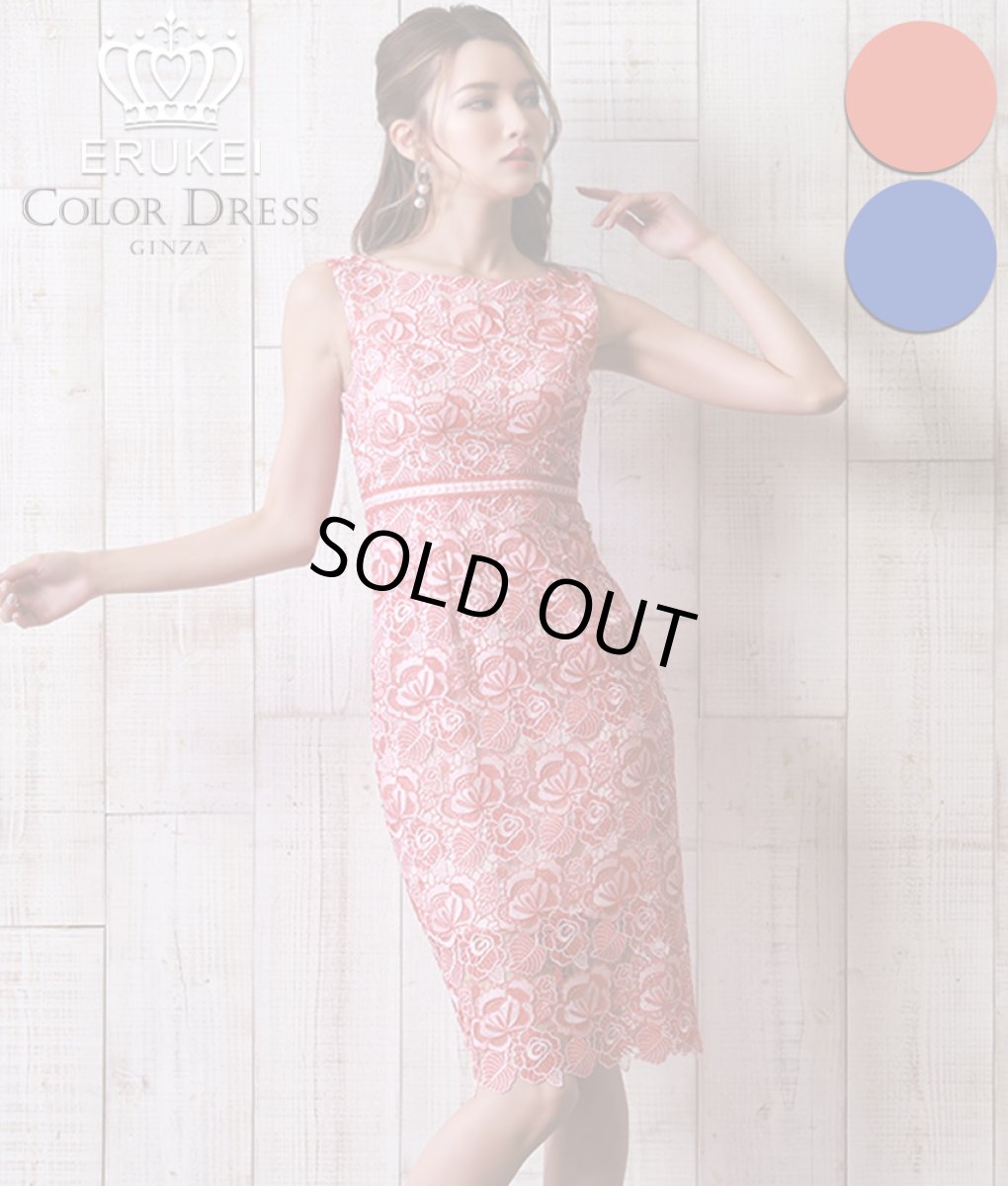 画像1: [ERUKEI]ケミカルレース・総レース・ノースリーブ・タイト・膝丈・ミディアムドレス・ワンピース[れお着用]《送料＆代引き手数料無料》 (1)