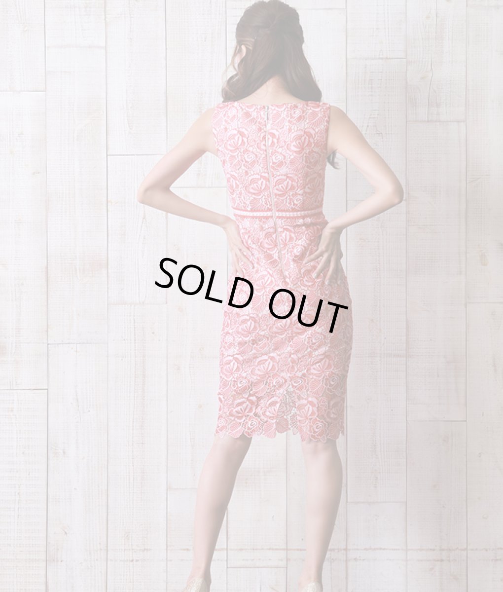 画像4: [ERUKEI]ケミカルレース・総レース・ノースリーブ・タイト・膝丈・ミディアムドレス・ワンピース[れお着用]《送料＆代引き手数料無料》 (4)