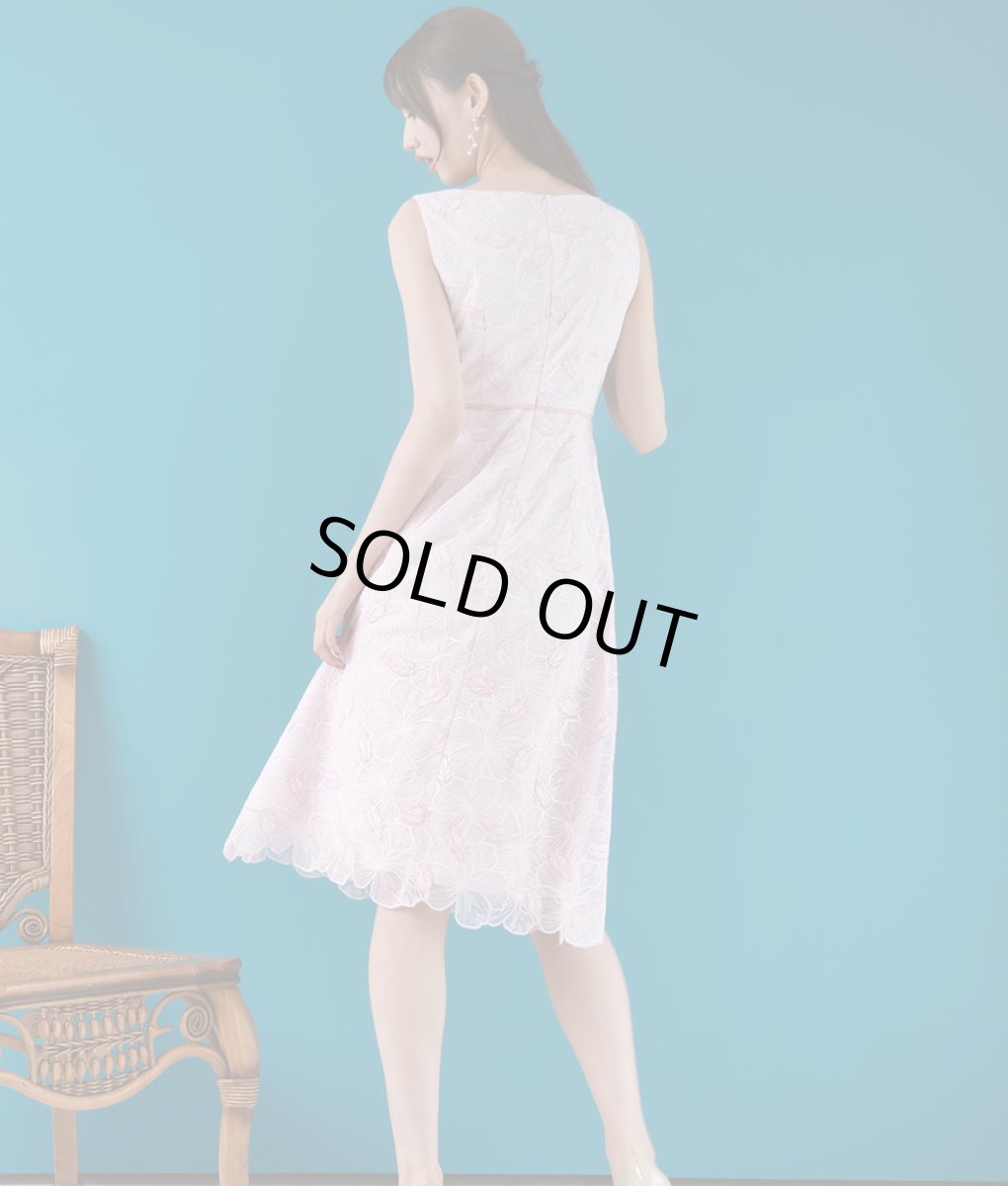 画像3: [ERUKEI]総レース・ハイウエスト・ウエストポイント・ノースリーブ・Aライン・ミディアムドレス・ワンピース[黒木麗奈着用][送料無料] (3)