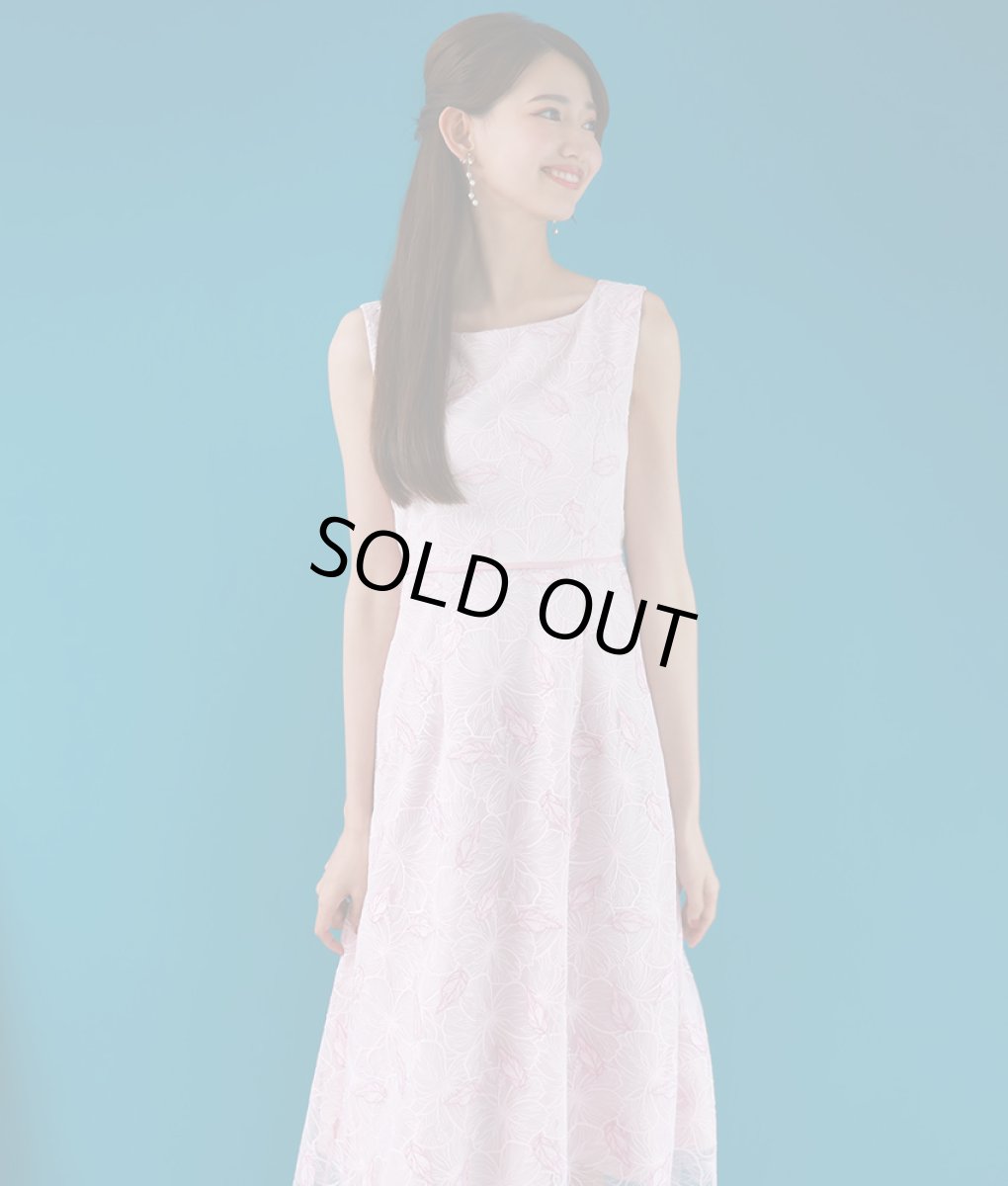 画像4: [ERUKEI]総レース・ハイウエスト・ウエストポイント・ノースリーブ・Aライン・ミディアムドレス・ワンピース[黒木麗奈着用][送料無料] (4)