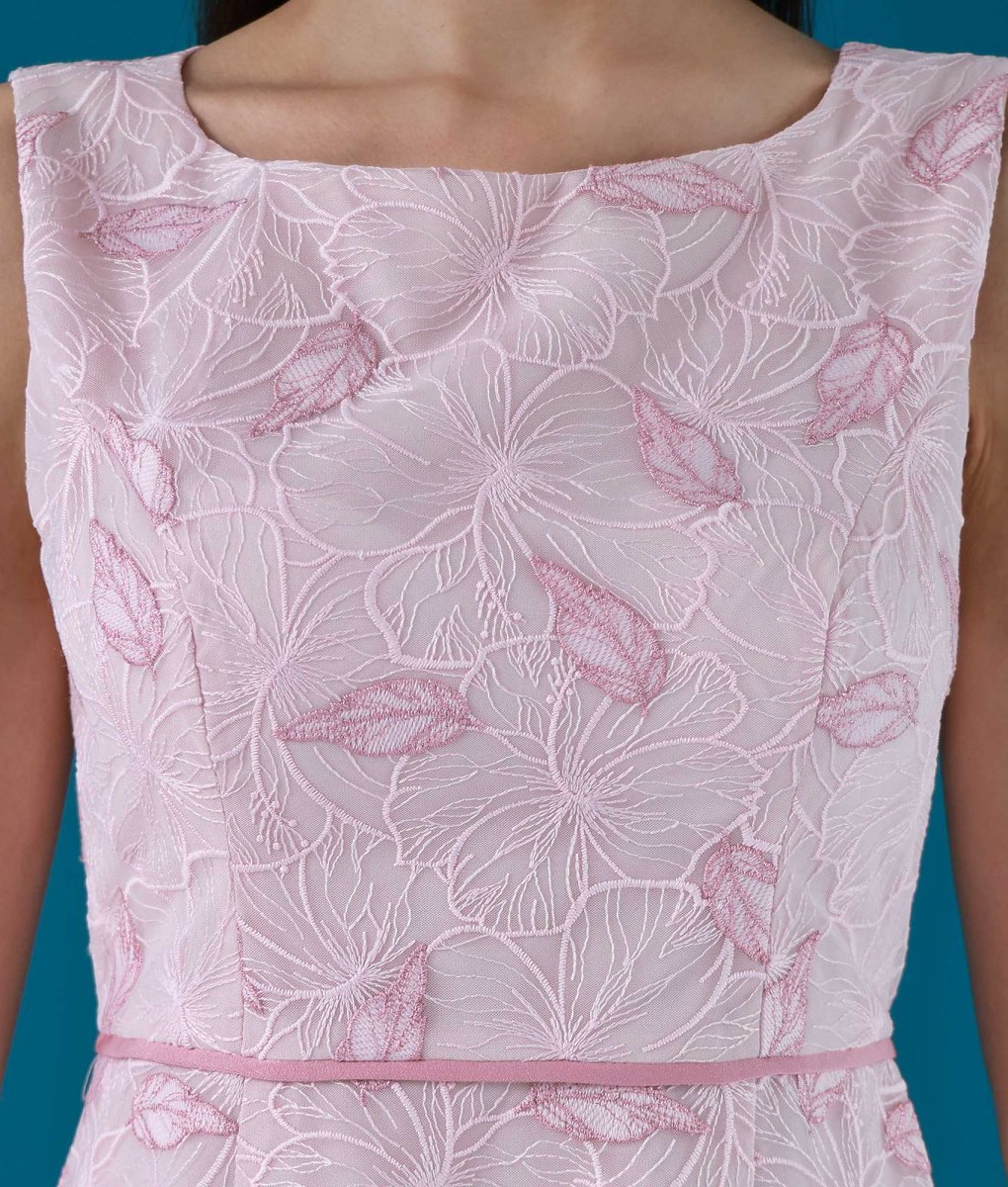 画像9: [ERUKEI]総レース・ハイウエスト・ウエストポイント・ノースリーブ・Aライン・ミディアムドレス・ワンピース[黒木麗奈着用][送料無料] (9)