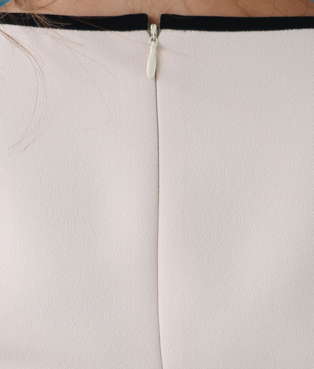 画像10: [ERUKEI]半袖・ベージュ・ブラック・バイカラー・タイト・膝丈・ミニドレス・ワンピース[山崎みどり着用][送料無料] (10)