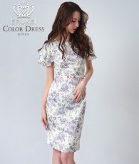 画像1: [ERUKEI GINZA COUTURE]プリント・半袖・ベルト付き・大人・タイト・膝丈 ミニドレス・ワンピース[黒木麗奈着用][送料無料] (1)