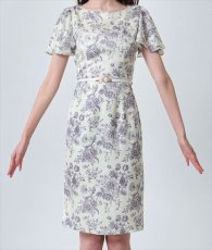 画像6: [ERUKEI GINZA COUTURE]プリント・半袖・ベルト付き・大人・タイト・膝丈 ミニドレス・ワンピース[黒木麗奈着用][送料無料] (6)