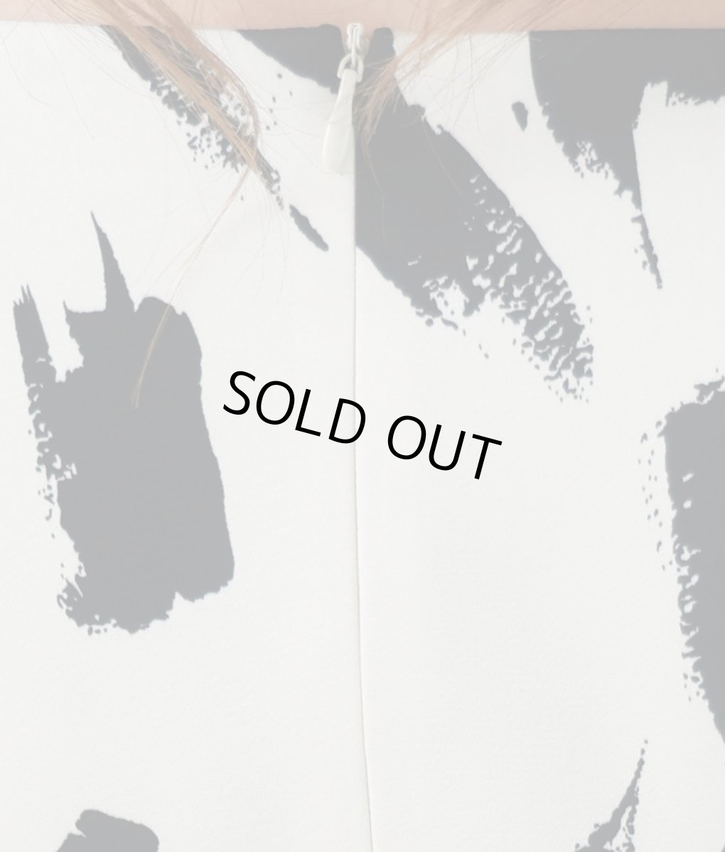 画像10: [ERUKEI]ノースリーブ・ペイント・プリント・ブラック・ホワイト・Aライン・フレア・ミディアムドレス・ワンピース[山崎みどり着用][送料無料]myjubk (10)