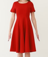 画像6: [ERUKEI GINZA COUTURE]ワインレッド・半袖・シンプル・Aライン・無地・ミディアムドレス・ワンピース[山崎みどり着用][送料無料]myrd (6)