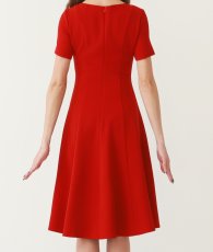 画像8: [ERUKEI GINZA COUTURE]ワインレッド・半袖・シンプル・Aライン・無地・ミディアムドレス・ワンピース[山崎みどり着用][送料無料]myrd (8)