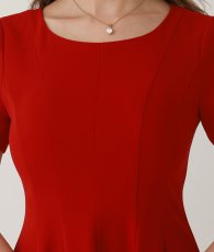 画像9: [ERUKEI GINZA COUTURE]ワインレッド・半袖・シンプル・Aライン・無地・ミディアムドレス・ワンピース[山崎みどり着用][送料無料]myrd (9)