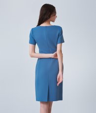 画像3: [GINZA COUTURE]シンプル・半袖・無地・切替デザイン・タイト・膝丈・ミニドレス・ワンピース[黒木麗奈着用][送料無料] (3)