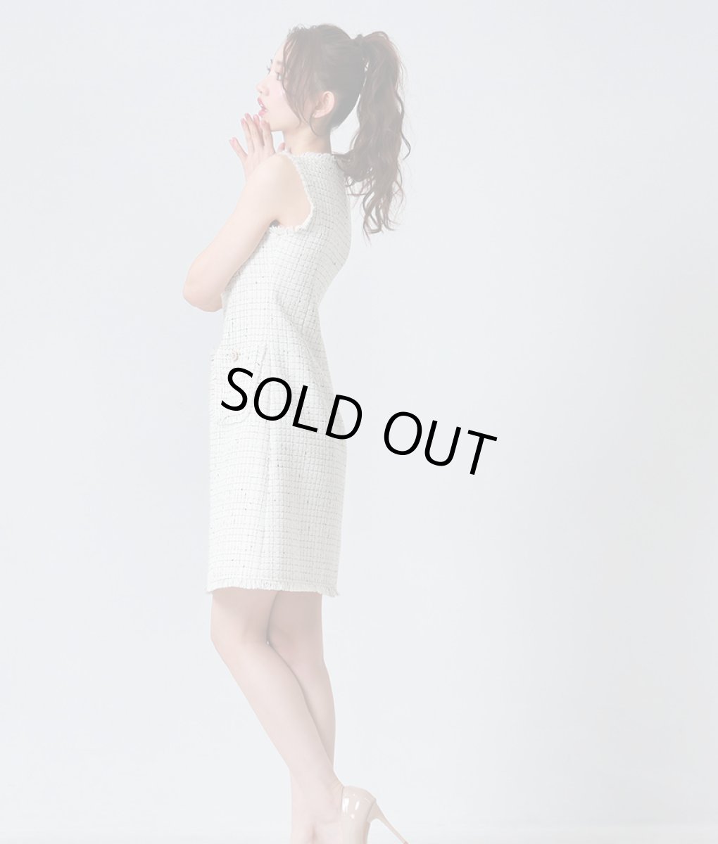 画像2: [ERUKEI GINZA COUTURE]ツイード・ポケット・ノースリーブ・Aライン・シンプル・ミニドレス・ワンピース[黒木麗奈着用][送料無料] (2)