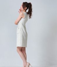 画像2: [ERUKEI GINZA COUTURE]ツイード・ポケット・ノースリーブ・Aライン・シンプル・ミニドレス・ワンピース[黒木麗奈着用][送料無料] (2)