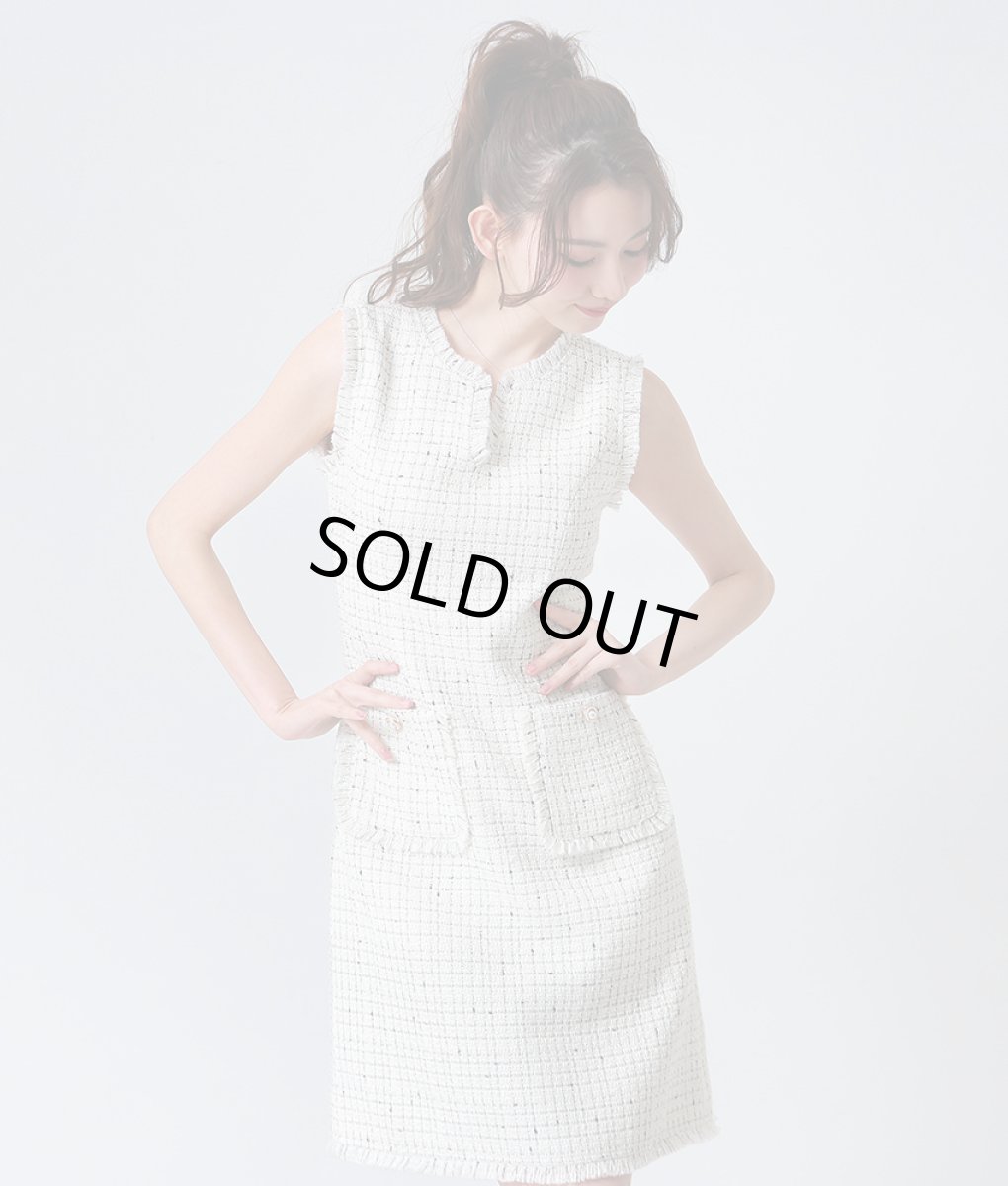 画像4: [ERUKEI GINZA COUTURE]ツイード・ポケット・ノースリーブ・Aライン・シンプル・ミニドレス・ワンピース[黒木麗奈着用][送料無料] (4)