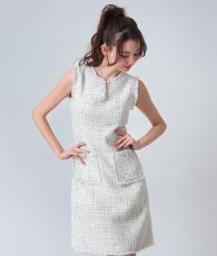画像4: [ERUKEI GINZA COUTURE]ツイード・ポケット・ノースリーブ・Aライン・シンプル・ミニドレス・ワンピース[黒木麗奈着用][送料無料] (4)