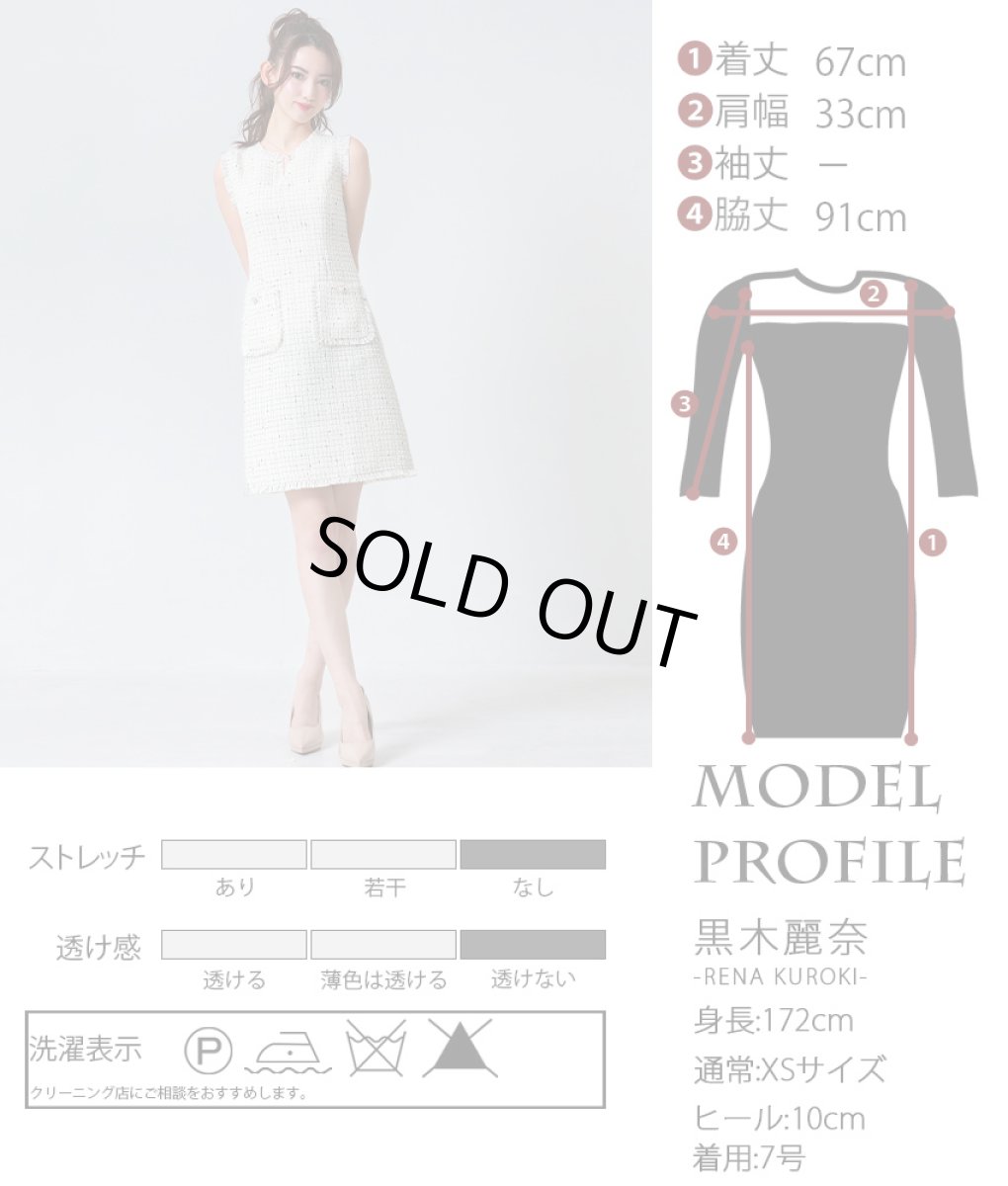 画像5: [ERUKEI GINZA COUTURE]ツイード・ポケット・ノースリーブ・Aライン・シンプル・ミニドレス・ワンピース[黒木麗奈着用][送料無料] (5)