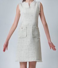 画像6: [ERUKEI GINZA COUTURE]ツイード・ポケット・ノースリーブ・Aライン・シンプル・ミニドレス・ワンピース[黒木麗奈着用][送料無料] (6)
