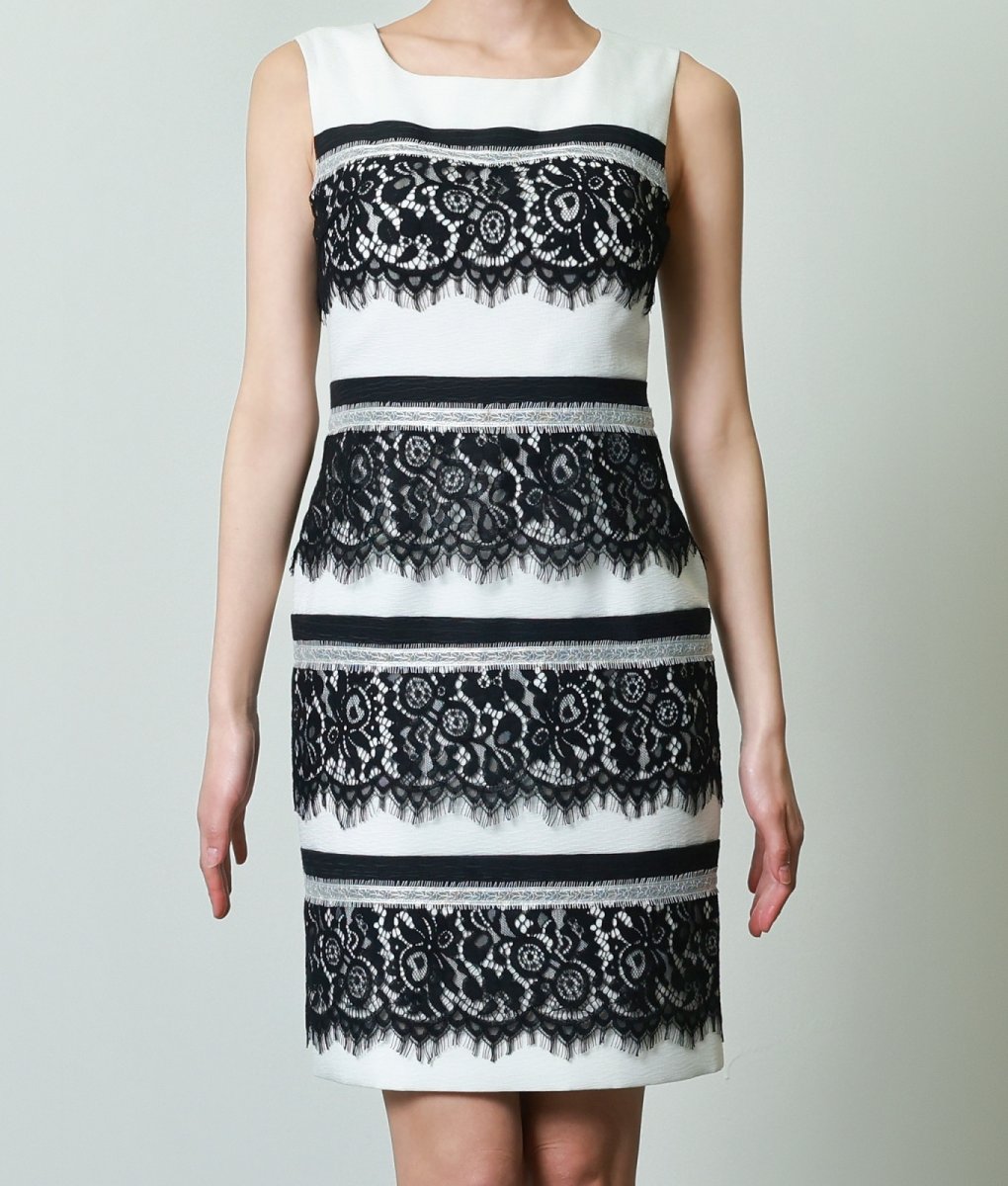 画像6: [ERUKEI]ノースリーブ・レース・バイカラー・タイト・膝丈・ミニドレス・ワンピース[奈月セナ着用]《送料＆代引き手数料無料》 (6)