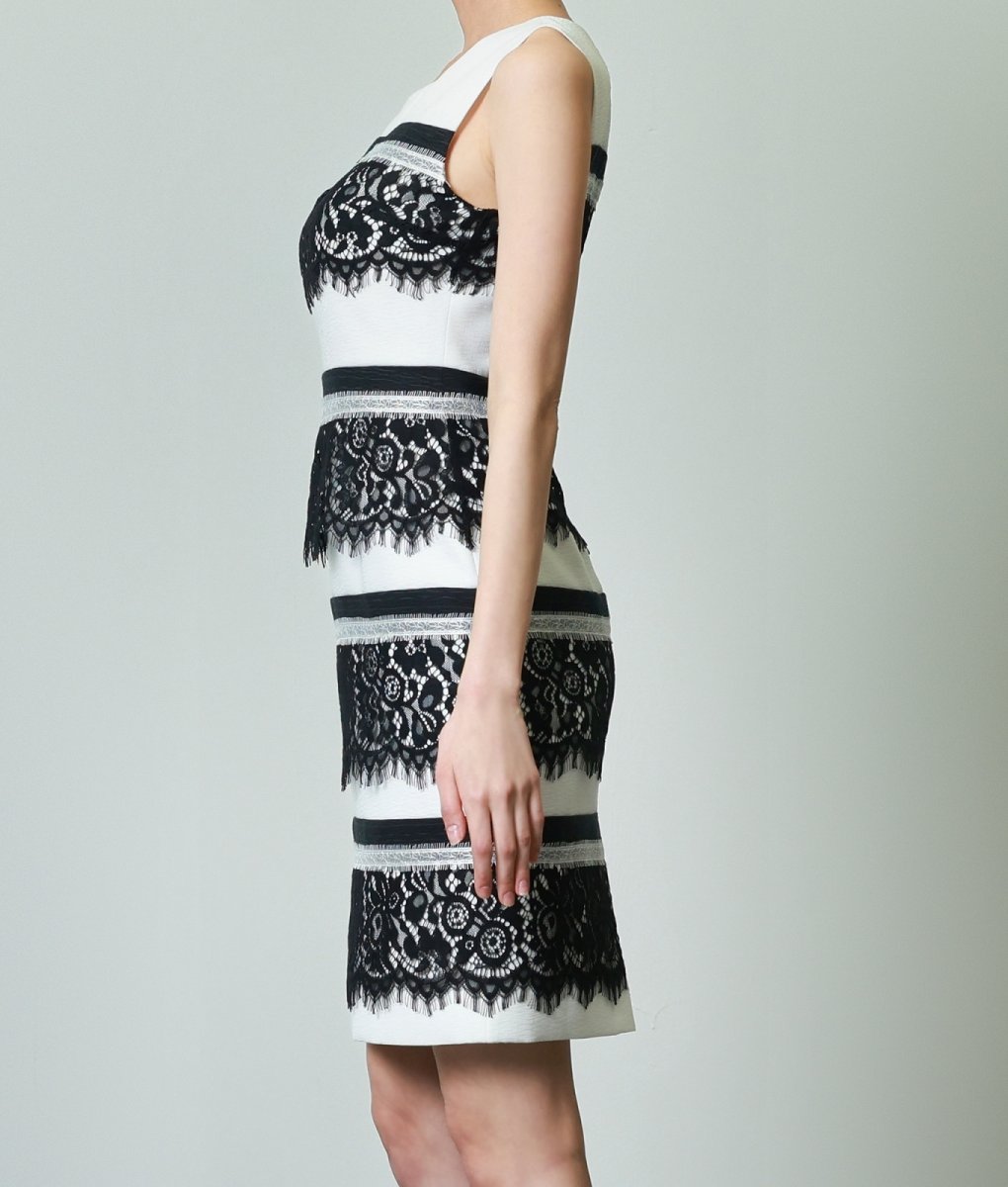 画像7: [ERUKEI]ノースリーブ・レース・バイカラー・タイト・膝丈・ミニドレス・ワンピース[奈月セナ着用]《送料＆代引き手数料無料》 (7)