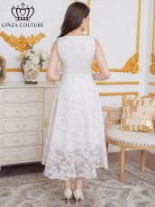 画像11: [ XS-Lサイズ / 3カラー][ERUKEI]ジャガード・花柄・スリットネック・フィッシュテール・Aライン・ミディアムドレス・ワンピース[山崎みどり着用][送料無料]myyl (11)