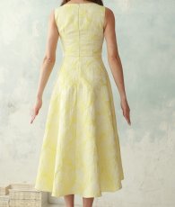 画像14: [ XS-Lサイズ / 3カラー][ERUKEI]ジャガード・花柄・スリットネック・フィッシュテール・Aライン・ミディアムドレス・ワンピース[山崎みどり着用][送料無料]myyl (14)