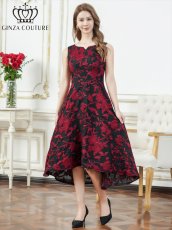 画像6: [ XS-Lサイズ / 3カラー][ERUKEI]ジャガード・花柄・スリットネック・フィッシュテール・Aライン・ミディアムドレス・ワンピース[山崎みどり着用][送料無料]myyl (6)