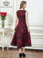 画像7: [ XS-Lサイズ / 3カラー][ERUKEI]ジャガード・花柄・スリットネック・フィッシュテール・Aライン・ミディアムドレス・ワンピース[山崎みどり着用][送料無料]myyl (7)