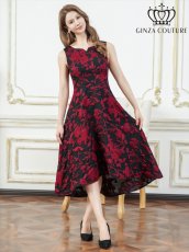 画像8: [ XS-Lサイズ / 3カラー][ERUKEI]ジャガード・花柄・スリットネック・フィッシュテール・Aライン・ミディアムドレス・ワンピース[山崎みどり着用][送料無料]myyl (8)