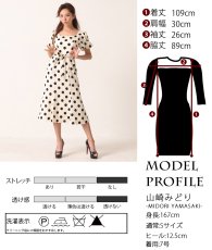 画像6: [ERUKEI]パフスリーブ・サテンジャガード・ドット・リボン・Aライン・ミディアムドレス・ワンピース[山崎みどり着用][送料無料]myiv (6)