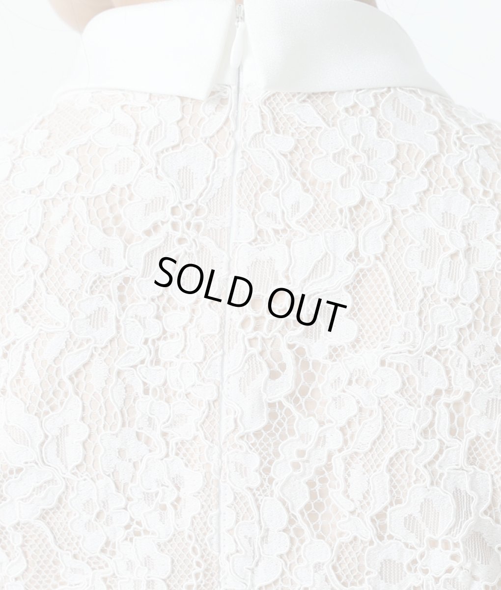 画像10: [ERUKEI]総レース・半袖・ロールカラー・ビジューボタン・フェイクポケット・タイト・ミディアムドレス・ワンピース[山崎みどり着用]《送料＆代引き手数料無料》 (10)