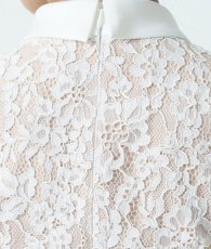 画像10: [ERUKEI]総レース・半袖・ロールカラー・ビジューボタン・フェイクポケット・タイト・ミディアムドレス・ワンピース[山崎みどり着用]《送料＆代引き手数料無料》 (10)