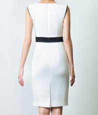 画像8: [ERUKEI]バイカラー・シンプル・パイピング・切替・肩パット・スリーブ・タイト・ミディアムドレス・ワンピース[奈月セナ着用][送料無料] (8)