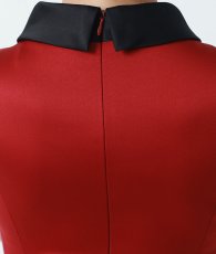 画像11: [ERUKEI]バイカラー・サテン・シンプル・ハイネック・リボンベルト・ノースリーブ・タイト・ミニドレス・ワンピース[山崎みどり着用][送料無料] mywr (11)