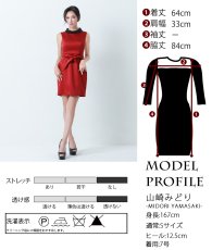 画像6: [ERUKEI]バイカラー・サテン・シンプル・ハイネック・リボンベルト・ノースリーブ・タイト・ミニドレス・ワンピース[山崎みどり着用][送料無料] mywr (6)