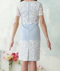 画像11: [ XS-Lサイズ / 1カラー][ERUKEI]ホワイト・ブルー・半袖・レース・タイト・ミニドレス・ワンピース[山崎みどり着用][送料無料] mylu (11)