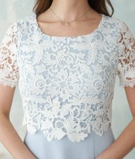 画像12: [ XS-Lサイズ / 1カラー][ERUKEI]ホワイト・ブルー・半袖・レース・タイト・ミニドレス・ワンピース[山崎みどり着用][送料無料] mylu (12)