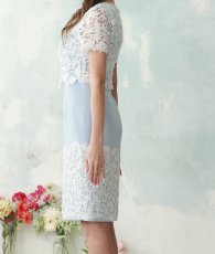 画像10: [ XS-Lサイズ / 1カラー][ERUKEI]ホワイト・ブルー・半袖・レース・タイト・ミニドレス・ワンピース[山崎みどり着用][送料無料] mylu (10)