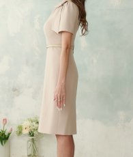 画像11: [ XS-Lサイズ / 2カラー][ERUKEI]半袖・シンプル・ベルト・タイト・ミディアムドレス・ワンピース[山崎みどり着用][送料無料]myju (11)