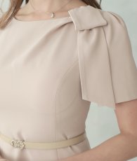 画像13: [ XS-Lサイズ / 2カラー][ERUKEI]半袖・シンプル・ベルト・タイト・ミディアムドレス・ワンピース[山崎みどり着用][送料無料]myju (13)